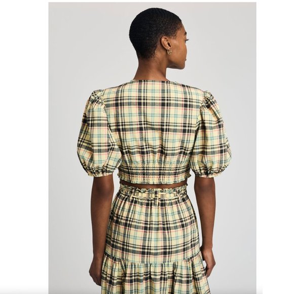 Derek Lam 10 Crosby Bella Crop Top Yellow Plaid - Picture 13 of 14